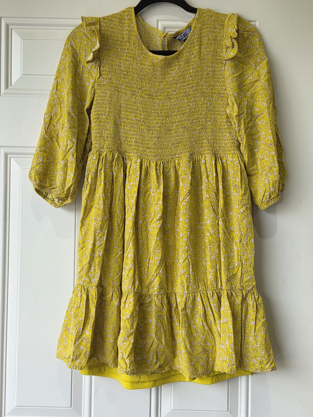 Girls Yellow Floral Smocked Dress